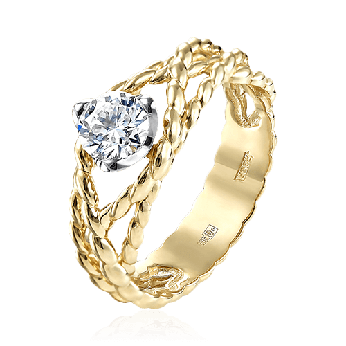 Кольцо с бриллиантами из желтого золота 585 пробы (арт. 95527)