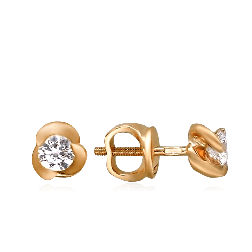Серьги с бриллиантами из комбинированного золота 585 пробы, фото № 1