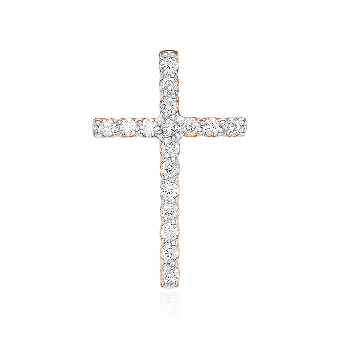 Крест с бриллиантами из красного золота 585 пробы (арт. 64813)