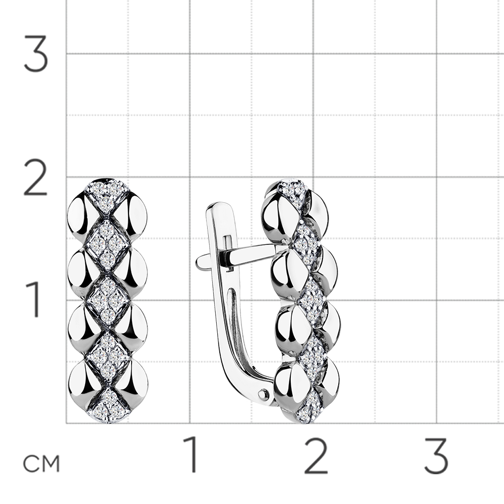 Серьги с бриллиантами из белого золота 585 пробы, фото № 2