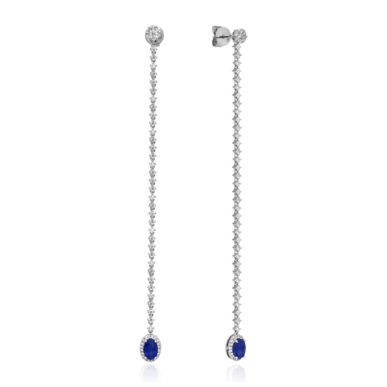 Серьги с сапфиром из белого золота 585 пробы, фото № 1