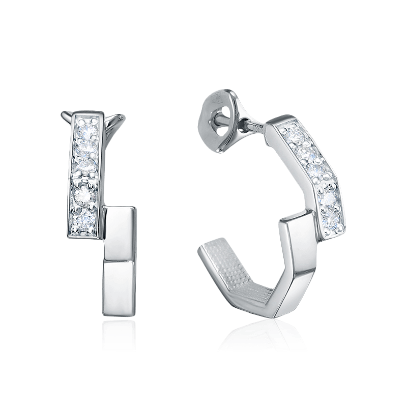 Серьги с бриллиантами из белого золота 585 пробы, фото № 1