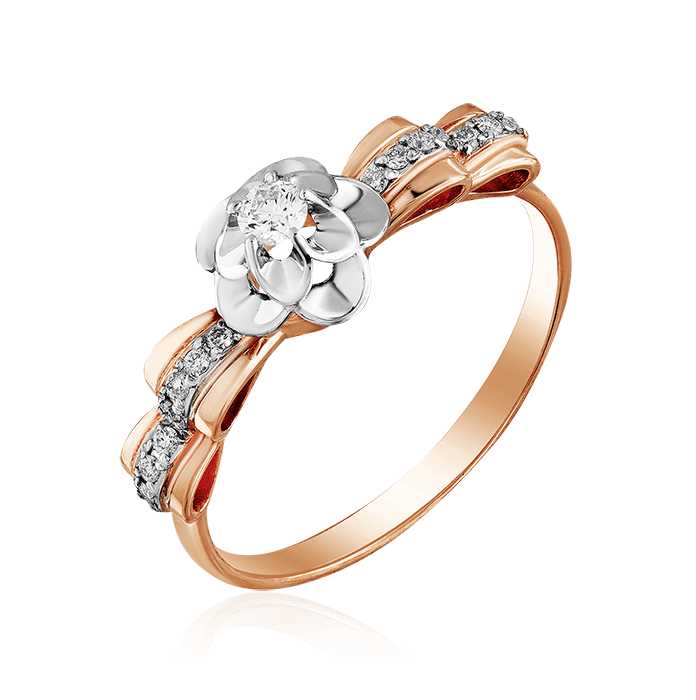 Кольцо с бриллиантами из красного и белого золота 585, фото № 1