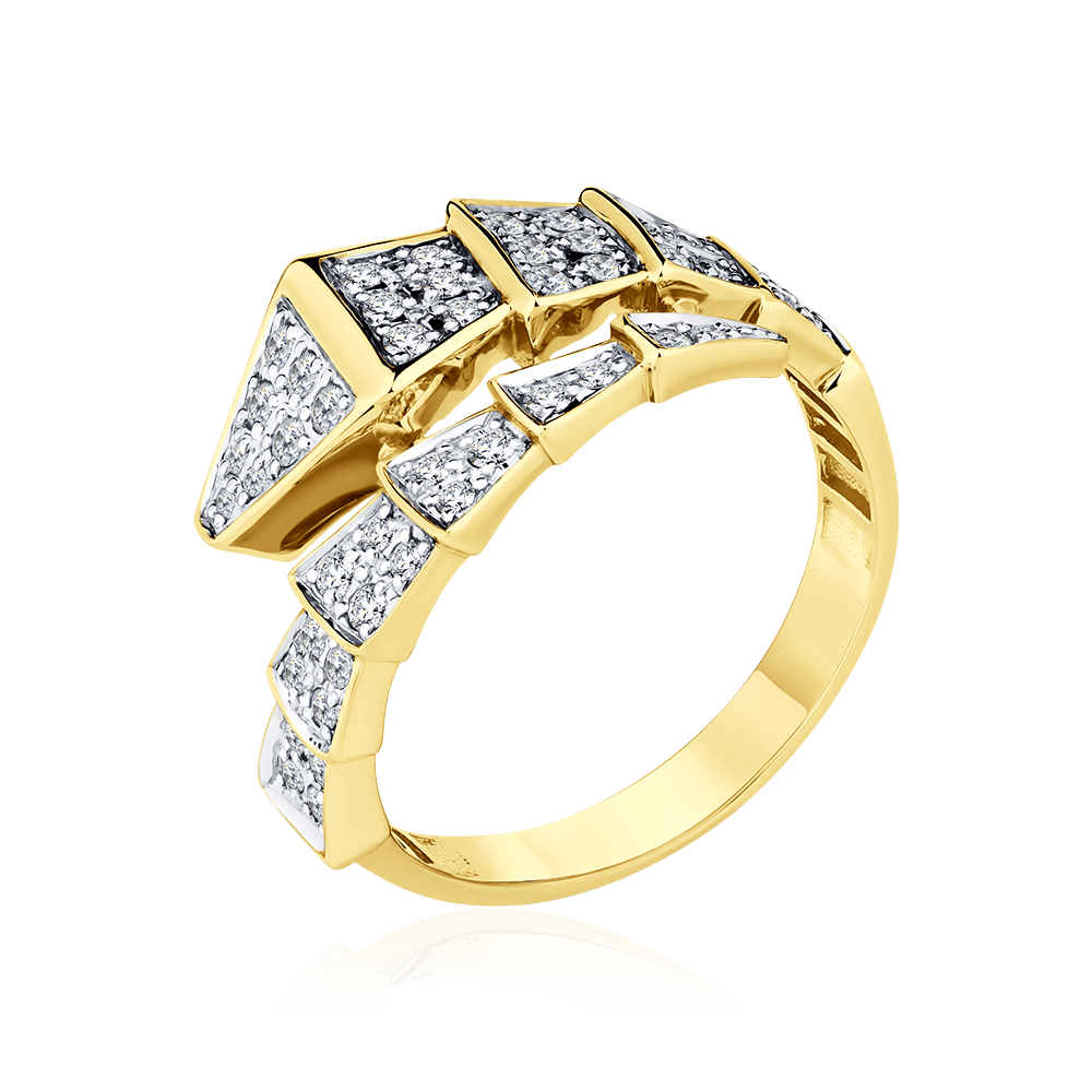 Кольцо с бриллиантами из желтого золота 585 пробы (арт. 102805)