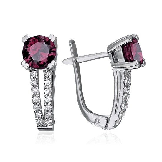 Серьги с бриллиантами, шпинелью из белого золота 750 пробы, фото № 1