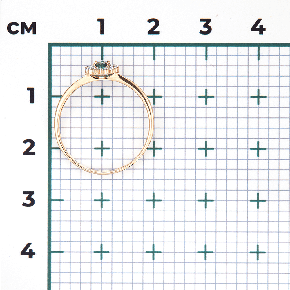 Кольцо с изумрудом, бриллиантами из красного золота 585 пробы, фото № 3