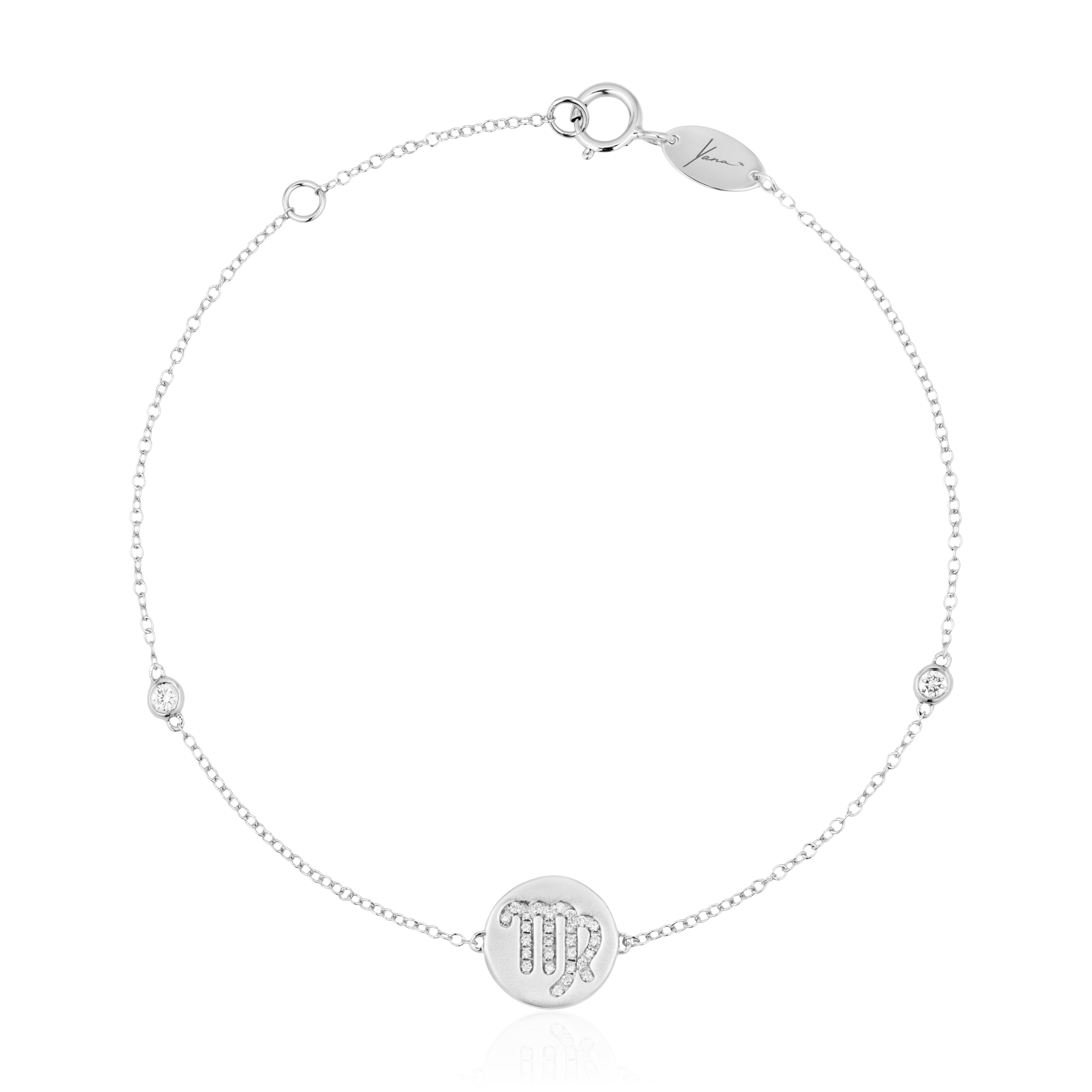 Браслет (знак зодиака - дева) с бриллиантами из белого золота 750 пробы, фото № 1