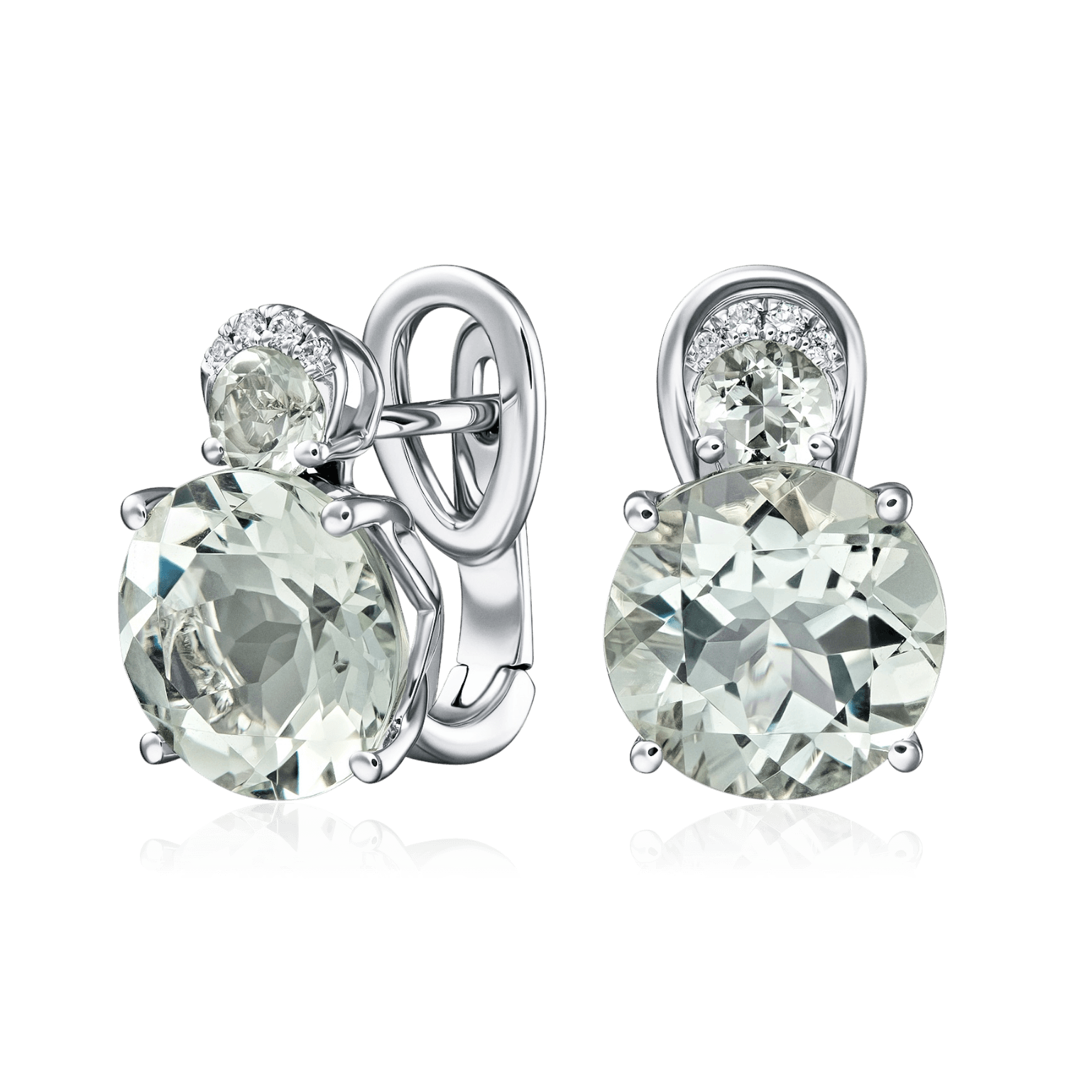 Серьги с бриллиантами, аметистом из белого золота 585 пробы (арт. 134037)