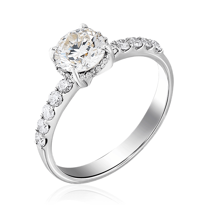 Кольцо с бриллиантами из белого золота 585, фото № 1