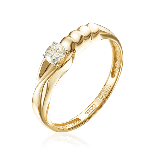Кольцо с 1 бриллиантом из желтого золота 585 (арт. 66221)
