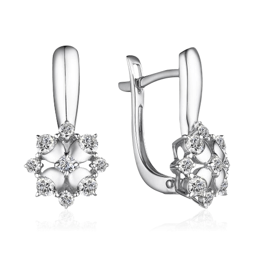 Серьги с бриллиантами из белого золота 585 пробы, фото № 1