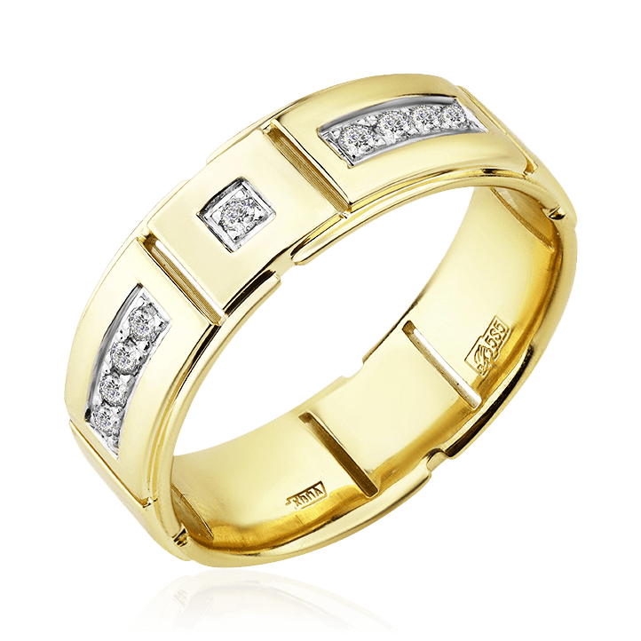 Кольцо с бриллиантами из желтого золота 585 (арт. 90090)