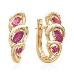 Серьги с рубином из желтого золота 585 пробы (арт. 66384)