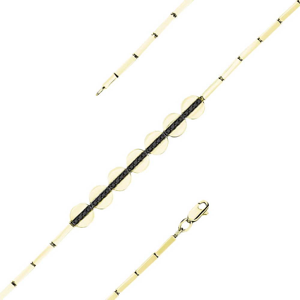 Браслет с бриллиантами из желтого золота 585 пробы (арт. 89970)