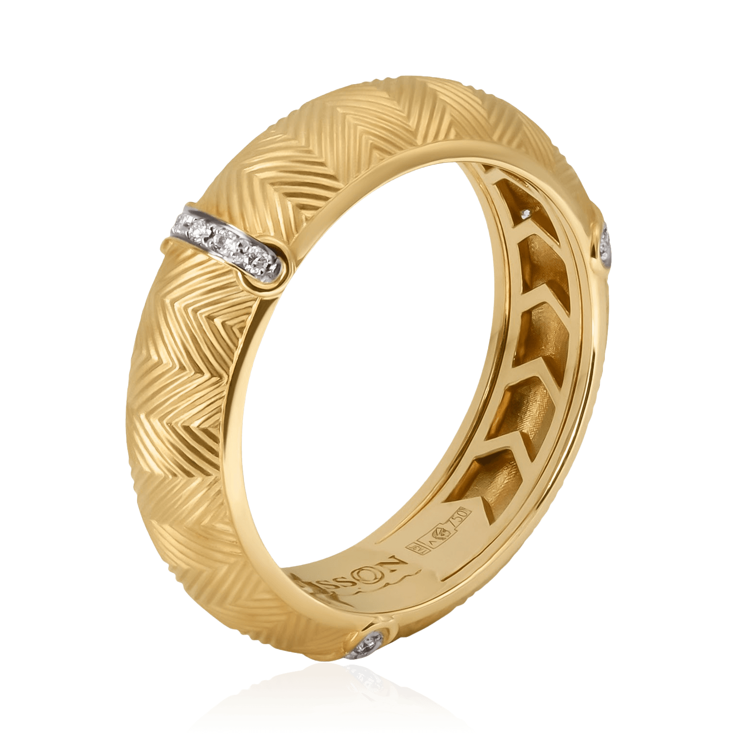 Кольцо с бриллиантами из желтого золота 750 (арт. 90594)