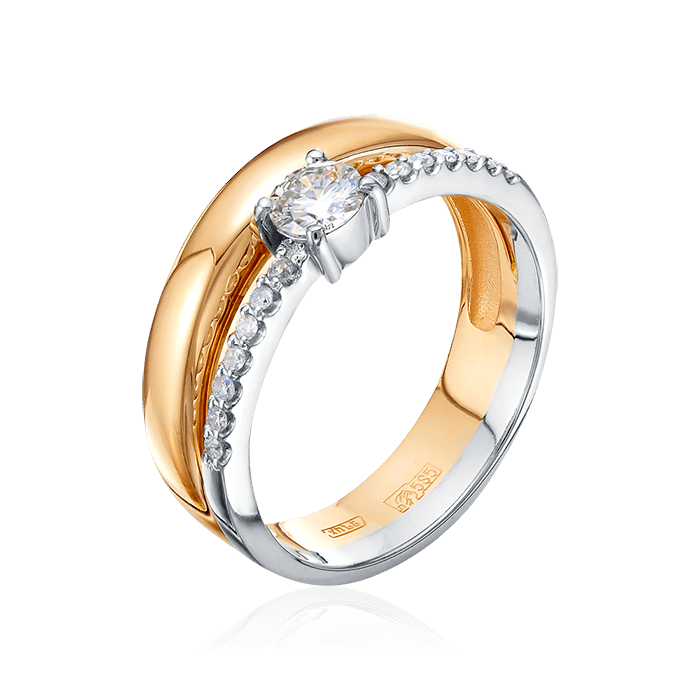 Кольцо с бриллиантами из комбинированного золота 585 (арт. 80720)