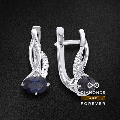 

Серьги с сапфиром, бриллиантами из белого золота 585 пробы