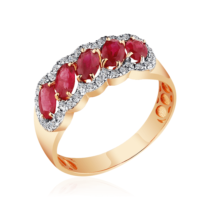 Кольцо с рубином, бриллиантами из красного золота 585 пробы (арт. 98261)