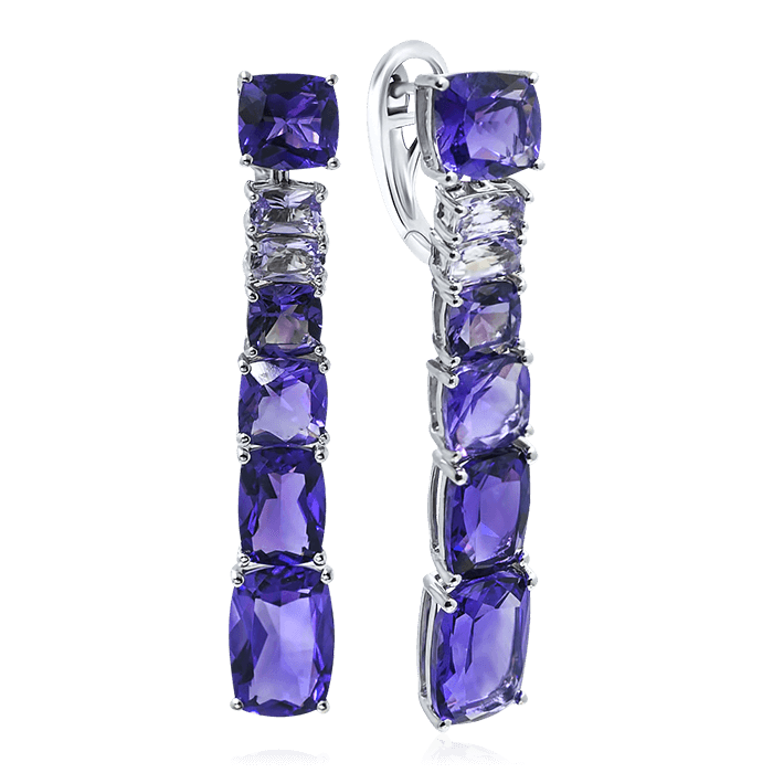 Серьги с аметистом из белого золота 585 пробы (арт. 69140)