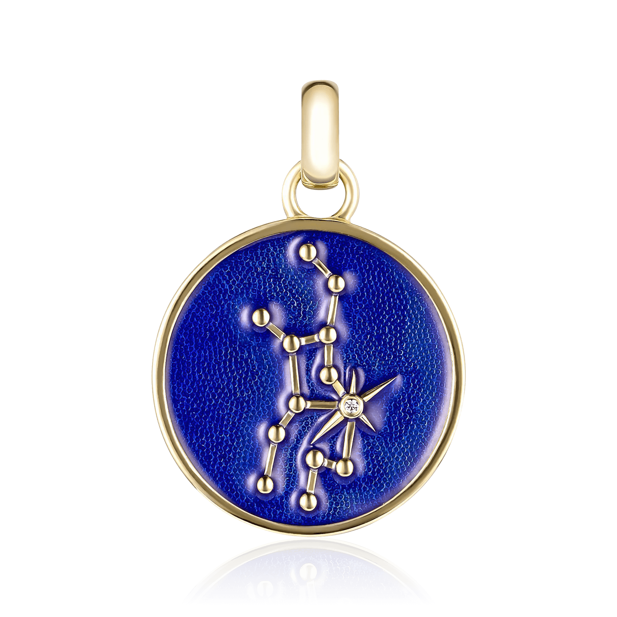 Кулон - знак зодиака - Дева - с бриллиантами из желтого золота 585 пробы (арт. 120536)