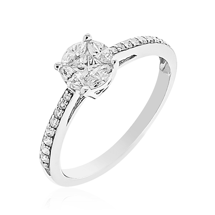 Кольцо с бриллиантами из белого золота 750, фото № 1