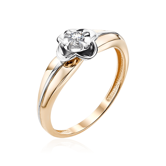 Кольцо с бриллиантами из красного золота 585, фото № 1
