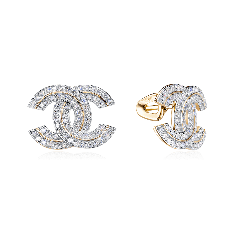 Серьги с монограммой CHANEL с бриллиантами из желтого золота 585 пробы, фото № 1