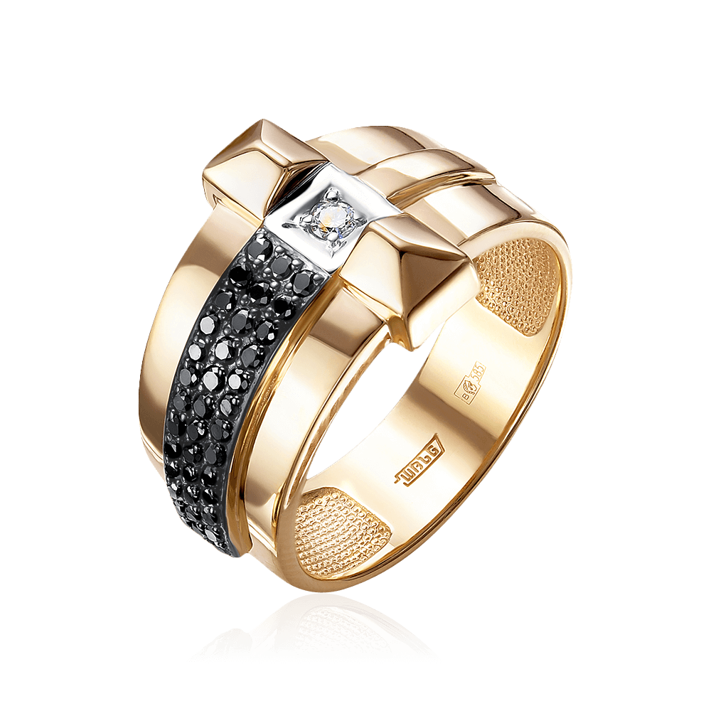 Кольцо с бриллиантами из комбинированного золота 585 пробы (арт. 97585)