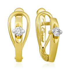 Серьги с бриллиантами из желтого золота 585 пробы (арт. 46239)