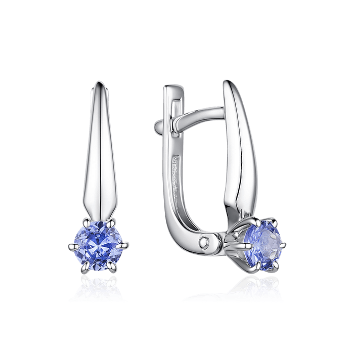 Серьги с танзанитами из белого золота 585 пробы, фото № 1