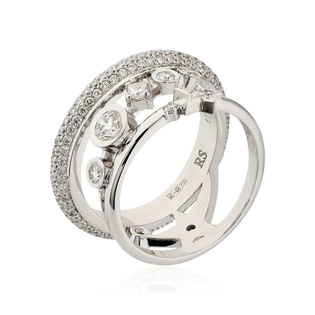 Кольцо с бриллиантами из белого золота 750 пробы (арт. 98419)
