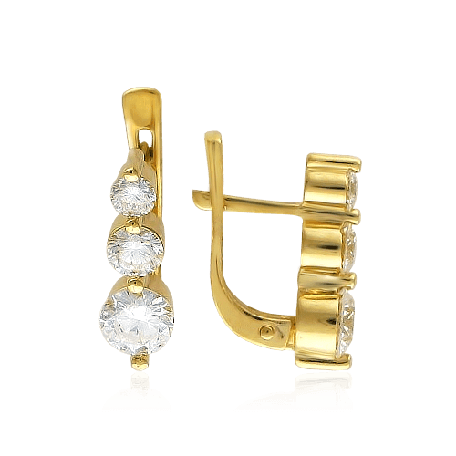 Серьги с бриллиантами Golden Dew из желтого золота 750 пробы, фото № 1