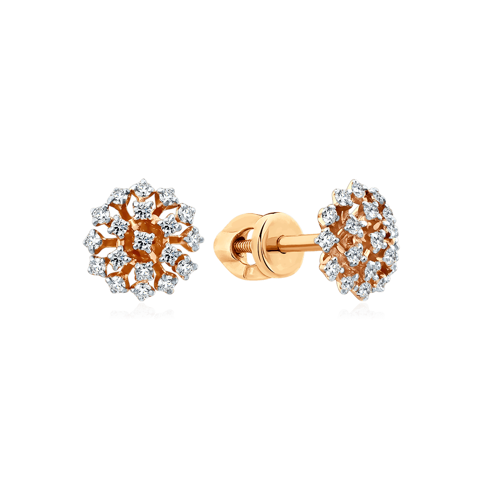 Серьги с бриллиантами из красного золота 585 пробы (арт. 126256)