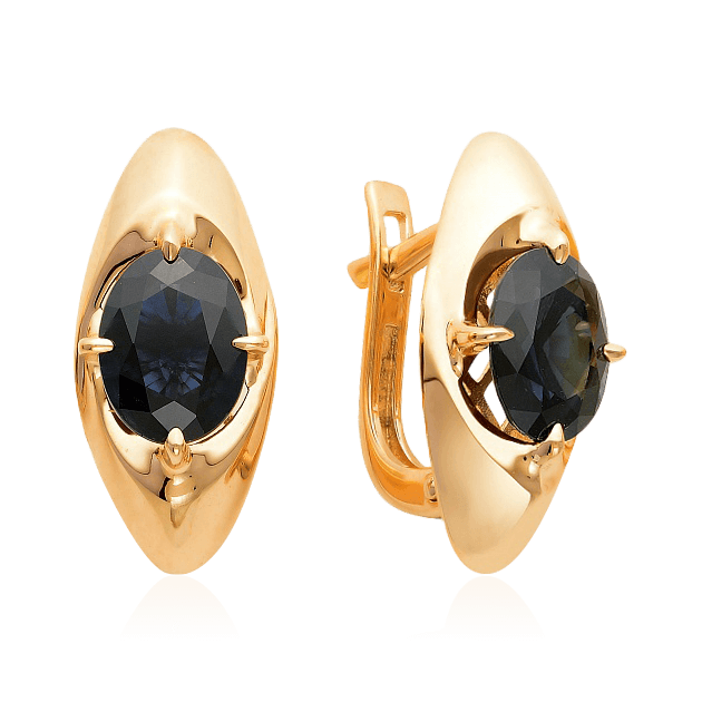 Серьги с сапфиром из красного золота 585 пробы (арт. 73657)