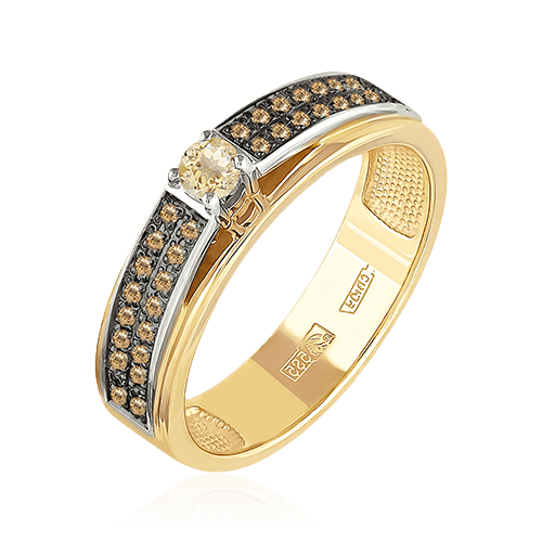 Кольцо с бриллиантами из желтого золота 585 (арт. 76935)