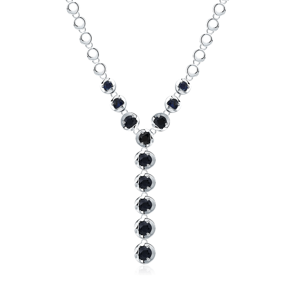 Колье с сапфиром из белого золота 585 пробы, фото № 1