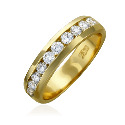 Кольцо с бриллиантовой дорожкой из желтого золота 750 (арт. 12882)