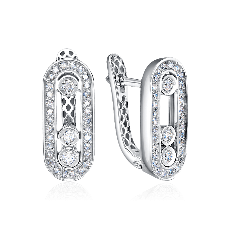 Серьги с бриллиантами из белого золота 585 пробы (арт. 122427)