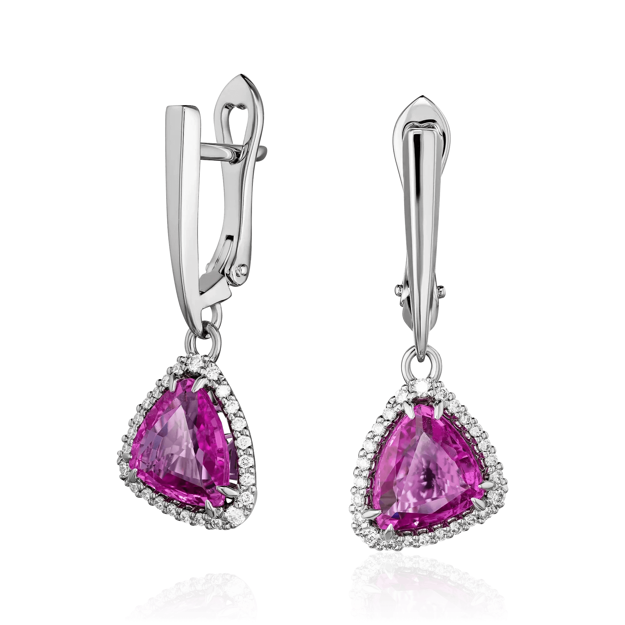 Серьги с сапфиром, бриллиантами из белого золота 750 пробы (арт. 123667)
