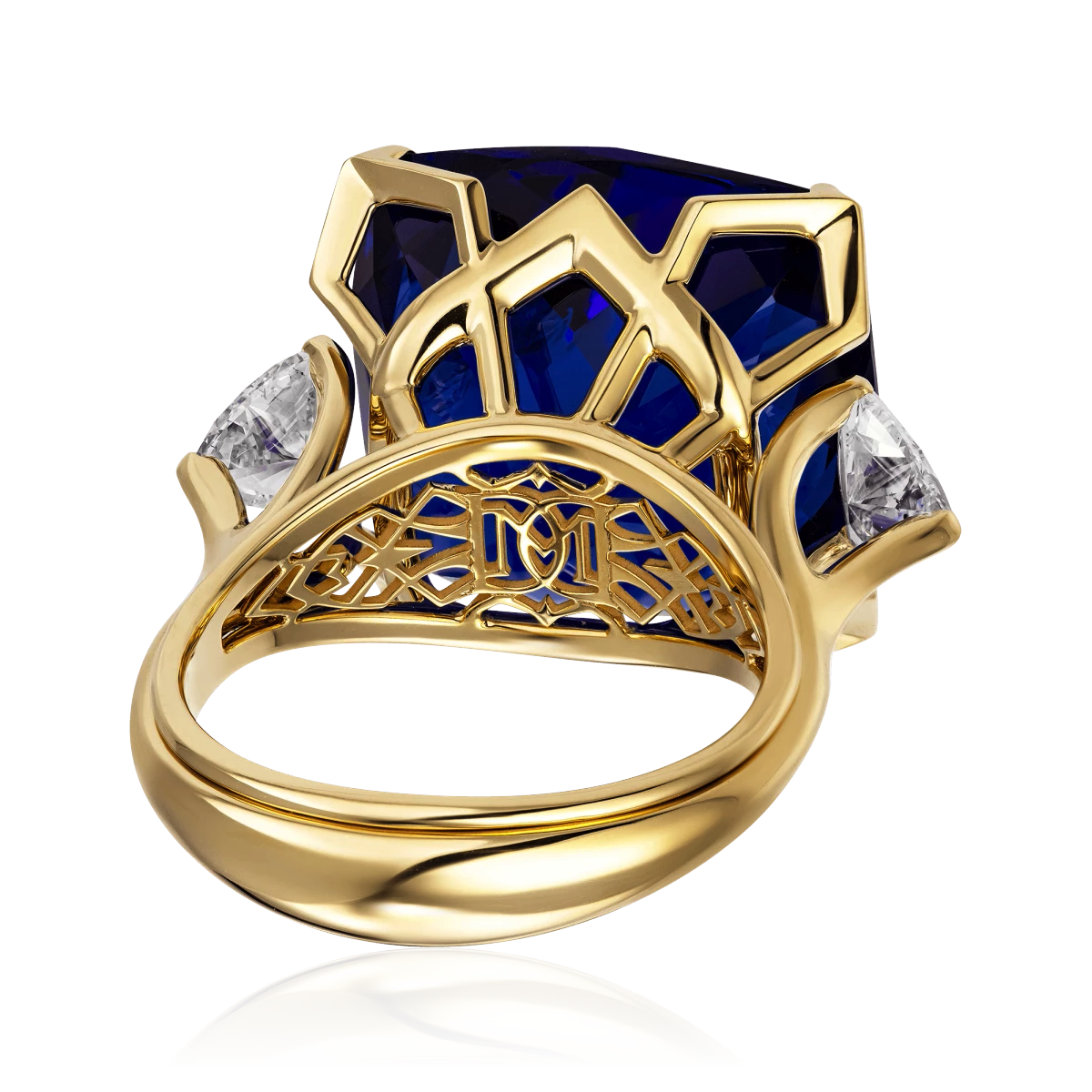 Кольцо с танзанитом, бриллиантами из желтого золота 750 пробы, фото № 4