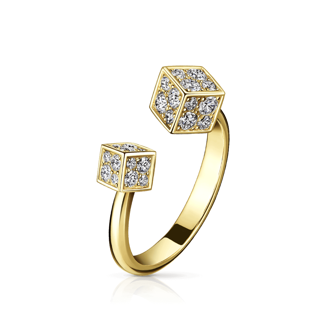 Кольцо Cube с бриллиантами из желтого золота 585 пробы (арт. 99467)