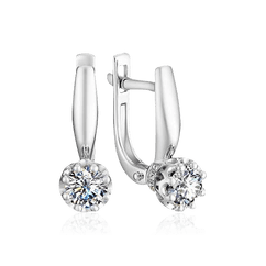 Серьги с бриллиантами из белого золота 585 пробы из коллекции Royalty (арт. 43453)