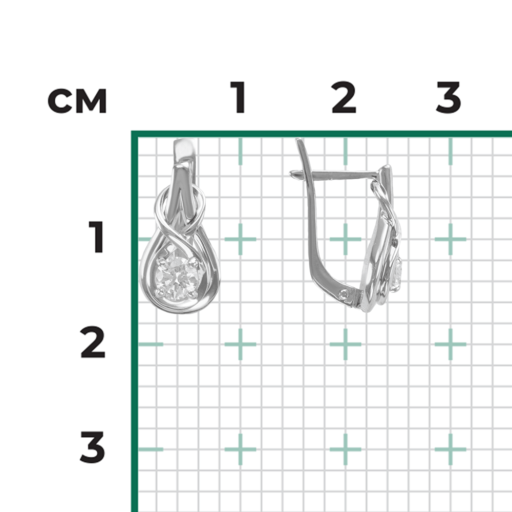 Серьги с бриллиантами из белого золота 585 пробы, фото № 3
