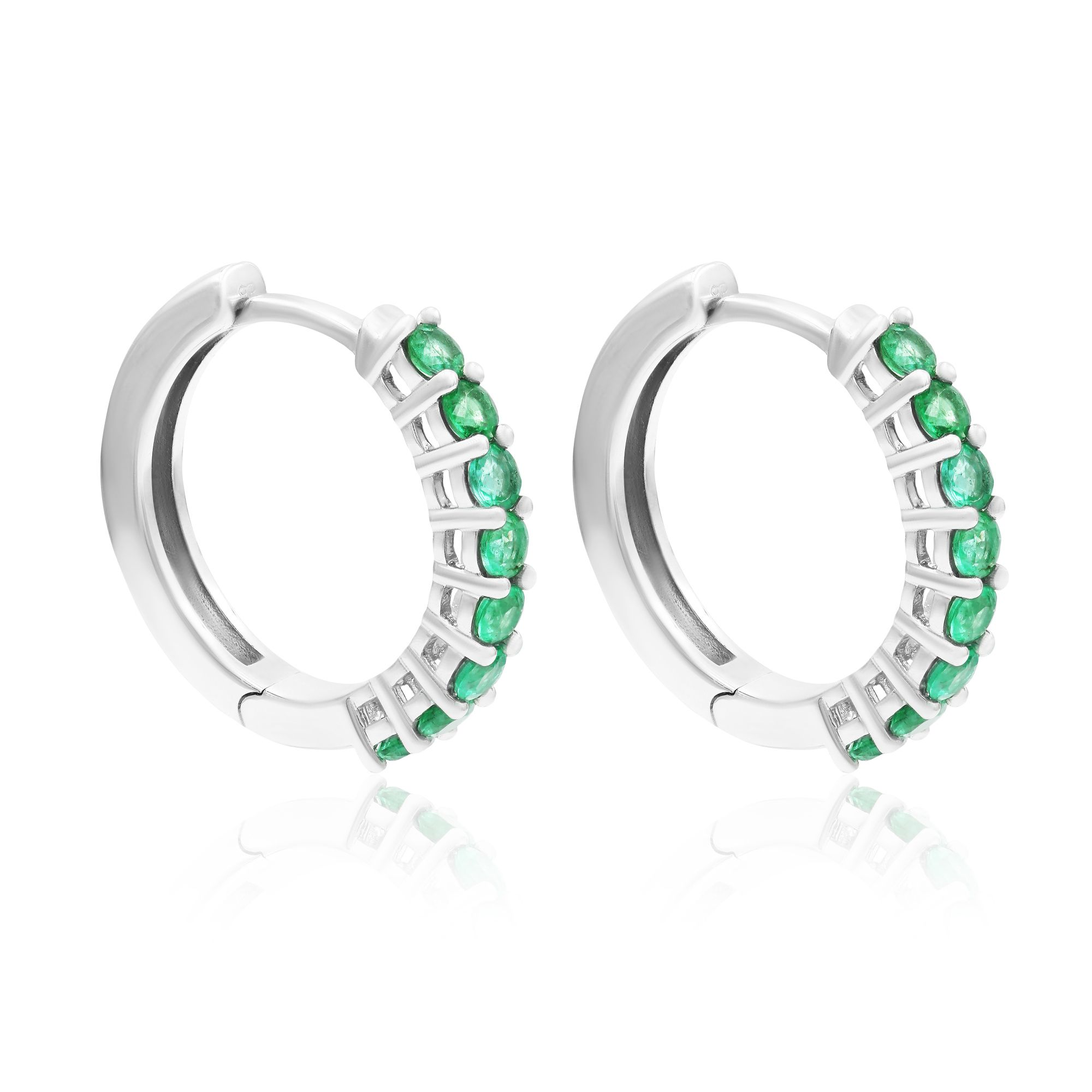 Серьги с изумрудом из белого золота 750 пробы, фото № 2