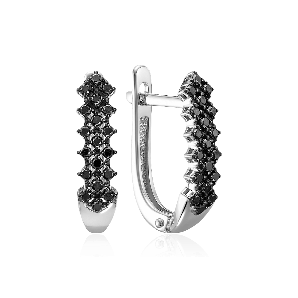 Серьги с бриллиантами из белого золота 585 пробы, фото № 1
