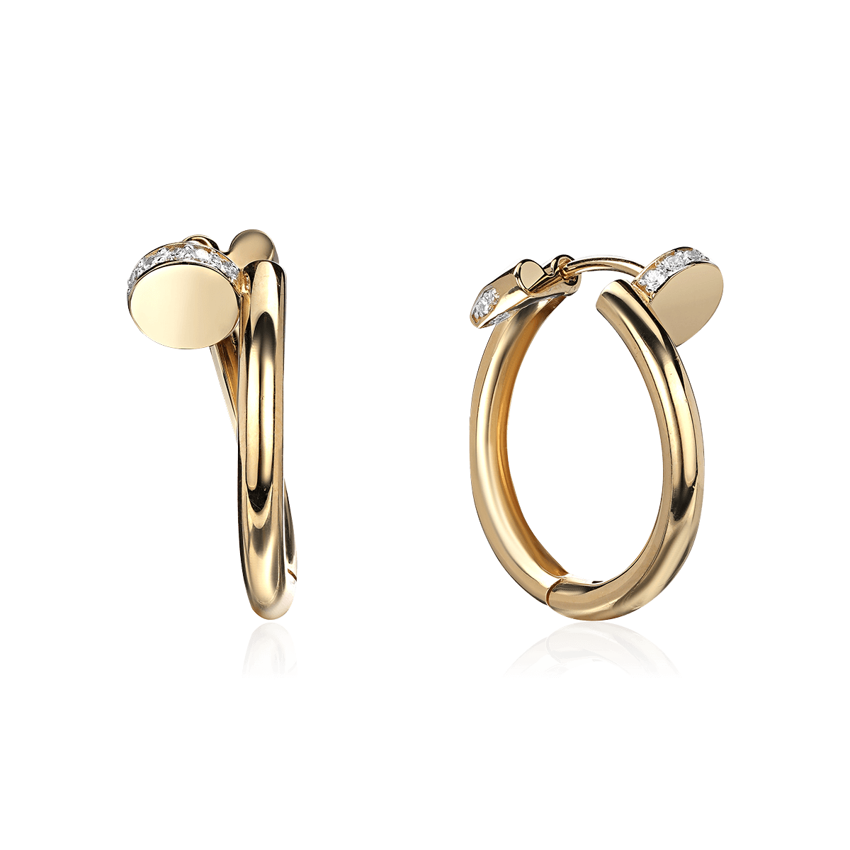 Серьги конго с фианитом из желтого золота 585 пробы, фото № 1