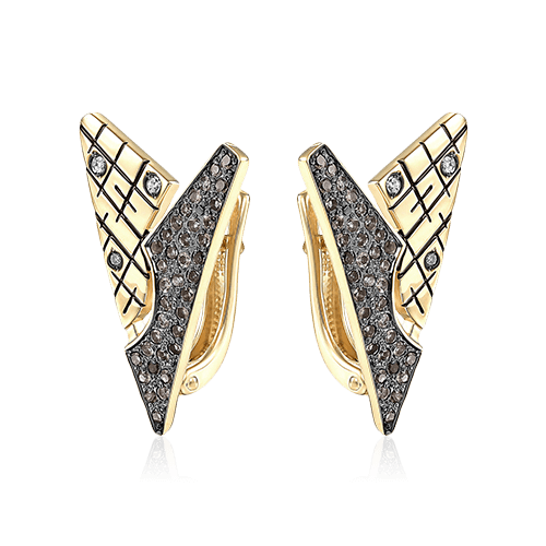 Серьги с бриллиантами из желтого золота 585 пробы (арт. 79941)