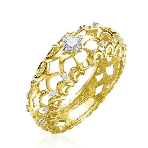 Кольцо с бриллиантами из желтого золота 585 из коллекции Версаль, фото № 1