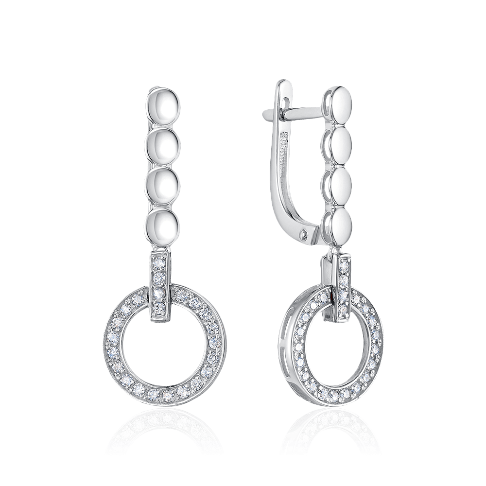 Серьги с бриллиантами из белого золота 585 пробы, фото № 1