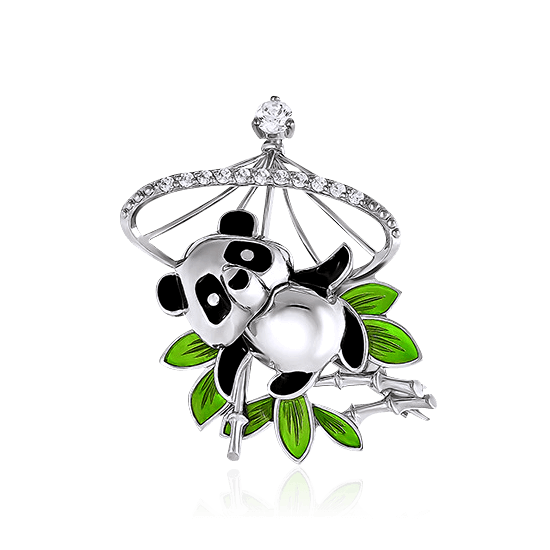 

Брошь в виде панды с фианитами Swarovski